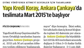 Yapı Kredi Koray, Ankara Çankaya'da teslimata Mart 2015'te başlıyor - Dünya